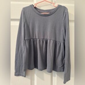 GAP Dusty Blue Long Sleeve Peplum Top